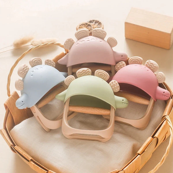 Baby Silicone Teether Toy - Dinosaur Bracelet, BPA-Free Cute Cartoon Animal Silicone Teething Glove for Newborns | Chew Teether Toy