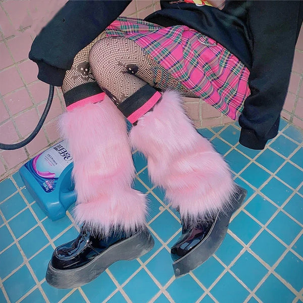 Women Faux Fur Leg Warmers - Fall Leggings for Jk Boots, Stockings, Girls Lolita Punk Boot Cover | Harajuku Fur Foot Warming Cover