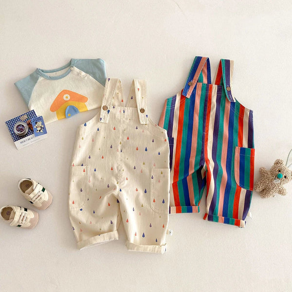2025 Spring Kids Overalls – Polka Dot & Striped Jumpsuit for Children (Fashion Play Suit)