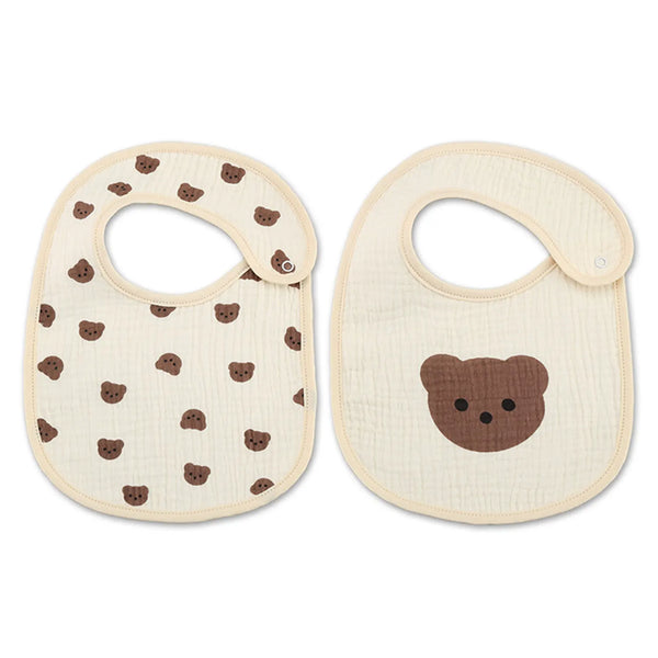 2-Piece Cotton Waterproof Baby Bib Set – Soft & Absorbent Bibs for Newborns, Ideal for Drooling & Breastfeeding (Unisex)