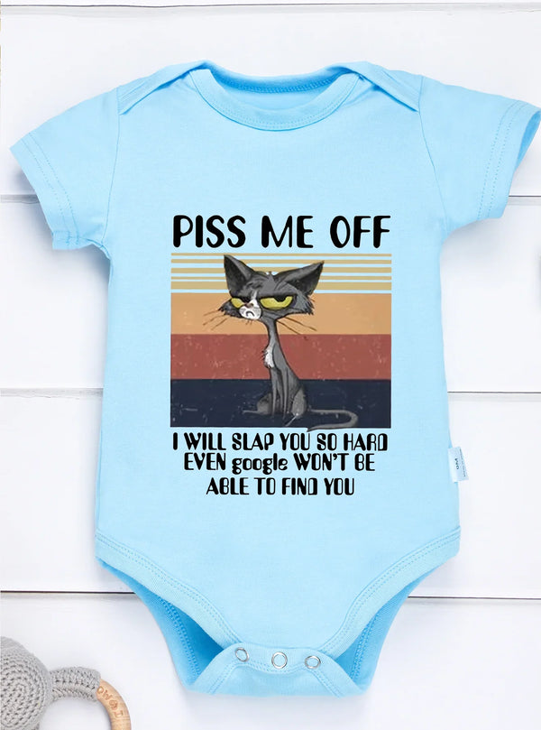 High Quality Infant Bodysuit – "Piss Me Off" Cartoon Print Baby Romper Jumpsuit for Newborn Boys & Girls – Comfortable 100% Cotton (0-24M)