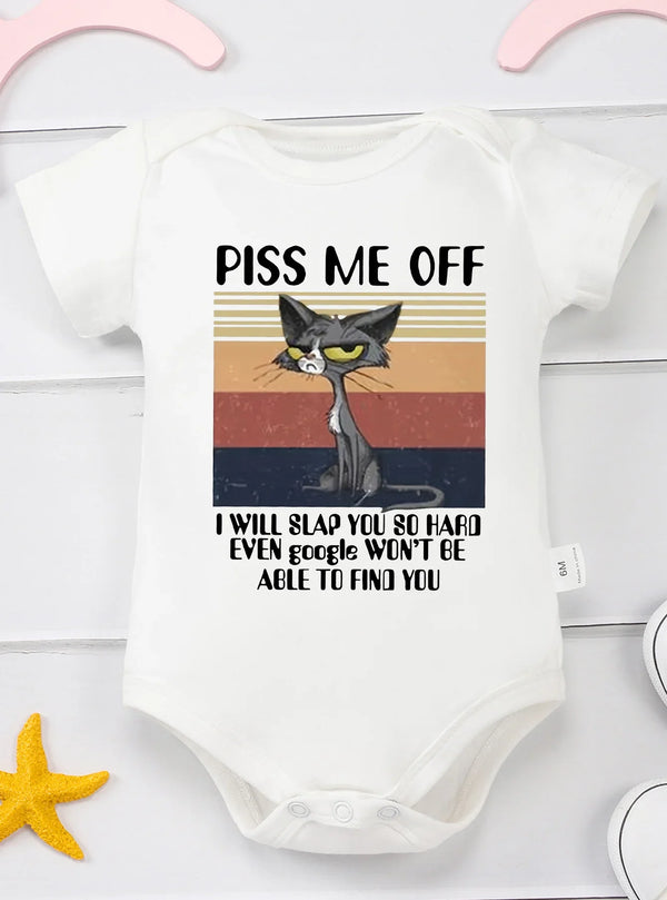 High Quality Infant Bodysuit – "Piss Me Off" Cartoon Print Baby Romper Jumpsuit for Newborn Boys & Girls – Comfortable 100% Cotton (0-24M)