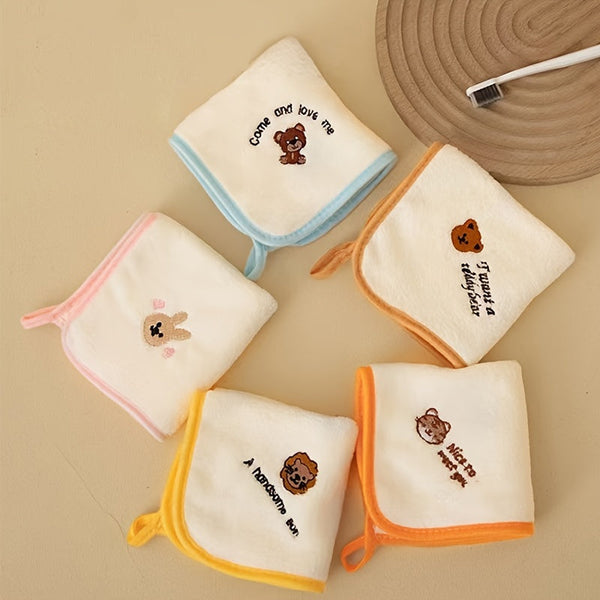 Set of 5 Soft Baby Washcloth Towels – Comfortable Square Towels & Drool Bibs for Newborns & Infants