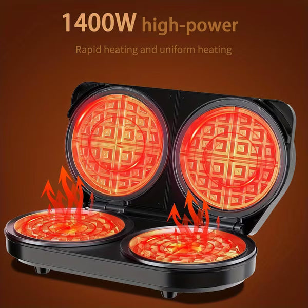 6-Inch 1400W Double Belgian Waffle Maker with Nonstick Plates