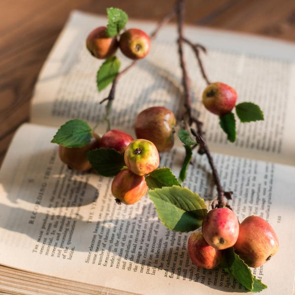 Artificial Fruit Mini Apple Stems in Red 23" Tall