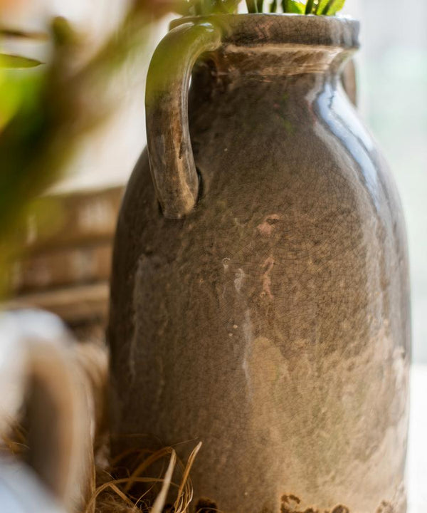 Binglie Glazed Pottery Vase with Handles