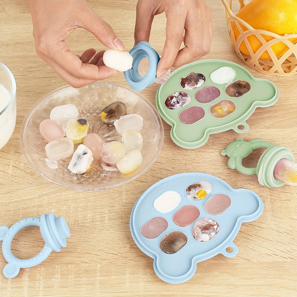 Silicone Baby Food Mold Set – Breast Milk & Popsicle Maker with Fruit & Vegetable Teether, Twist-Up Food Storage Container, Bear-Shaped Ice Tray for Homemade Kids’ Meals