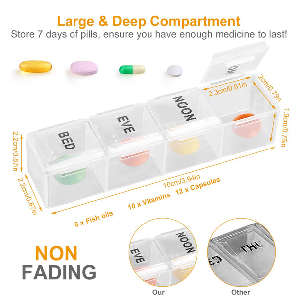 Weekly Pill Organizer AM PM Daily Medicine