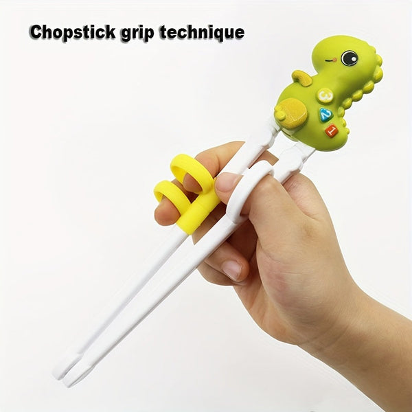 Dinosaur-Shaped Training Chopsticks for Kids – Reusable & Colorful Learning Utensils for Beginners, Easy-Grip Design