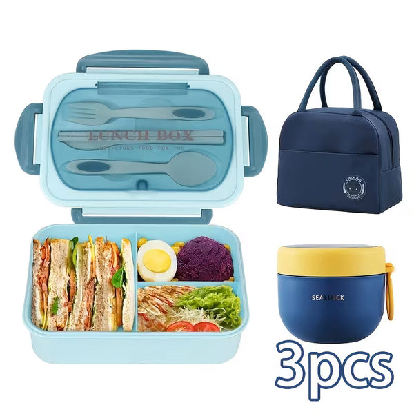 3-Piece Bento Lunch Box Set with Insulated Bag – Portable Leak-Resistant Food Containers for Work, School & Picnics