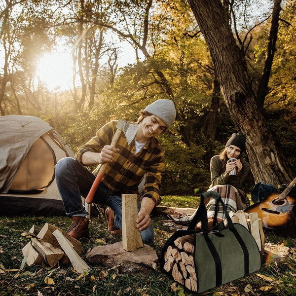 Wood Stove Accessories Firewood Carrier Wood Carrier for Firewood Holder BBQ Accessories Log Tote Bag Fire Wood Log Carrier for Firewood Carriers with Handles Waxed Canvas Firewood Log Carrier