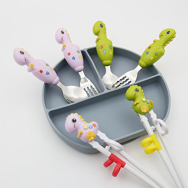 4PCS Kids’ Tableware Set – Chopsticks, Spoon & Fork with Storage Box, BPA-Free & Portable Dining Set for Toddlers & Children