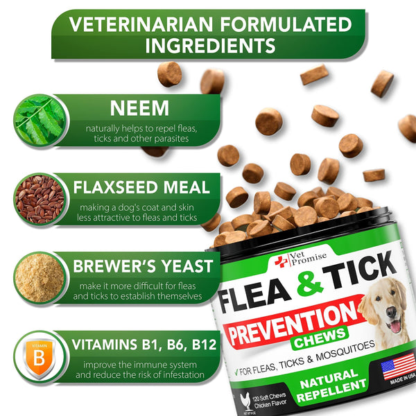 Flea & Tick Chews for Dogs 120 Count Oral All Breeds & Ages