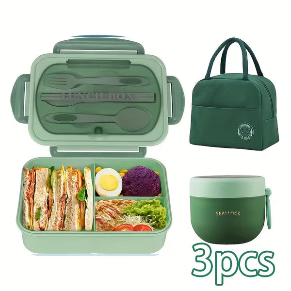 3-Piece Bento Lunch Box Set with Insulated Bag – Portable Leak-Resistant Food Containers for Work, School & Picnics