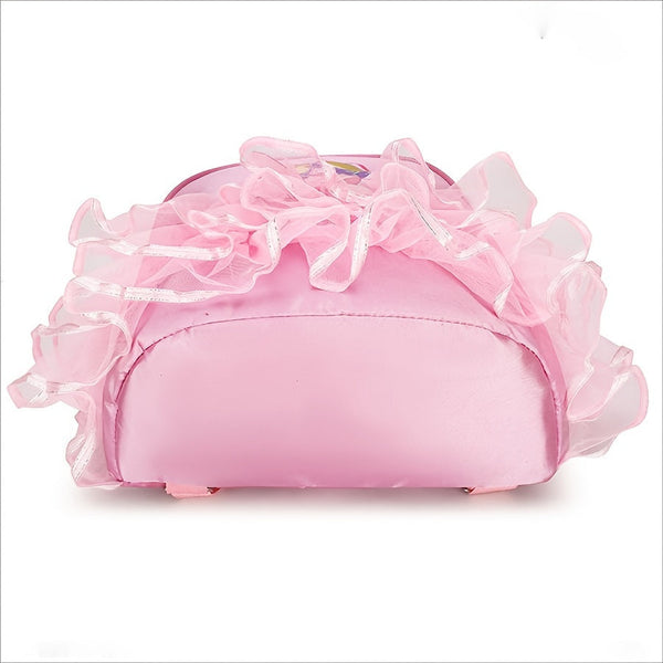 Chic Magenta Ballet Dance Backpack – Lightweight Nylon School Bag with Embroidered Shoes & Bow, Adjustable Straps, Zip Closure, and Laptop Compartment