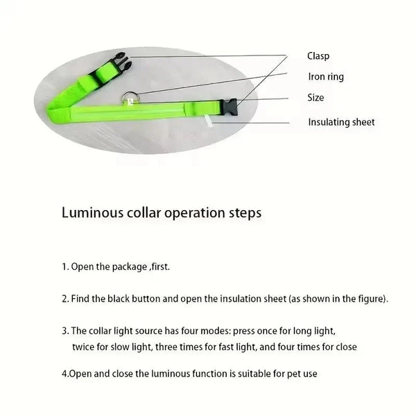 LED Dog Collar | Nylon Light-Up Safety Collar, Reflective Glow