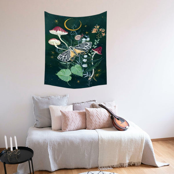 Umootek Night Jungle Tapestry Wall Hanging Darkgreen 37x29 in