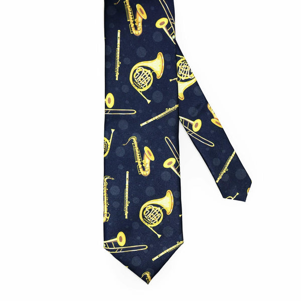 Yrassio Musical Instruments Tie Trumpet Saxophone Novelty Skinny Necktie