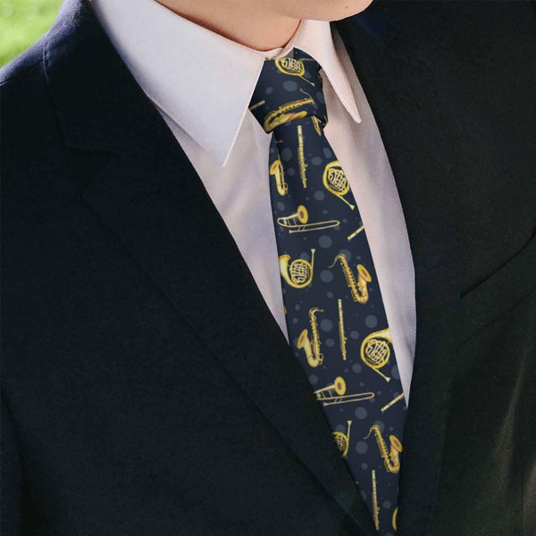 Yrassio Musical Instruments Tie Trumpet Saxophone Novelty Skinny Necktie
