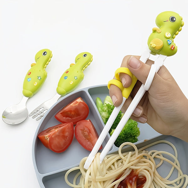 4PCS Kids’ Tableware Set – Chopsticks, Spoon & Fork with Storage Box, BPA-Free & Portable Dining Set for Toddlers & Children