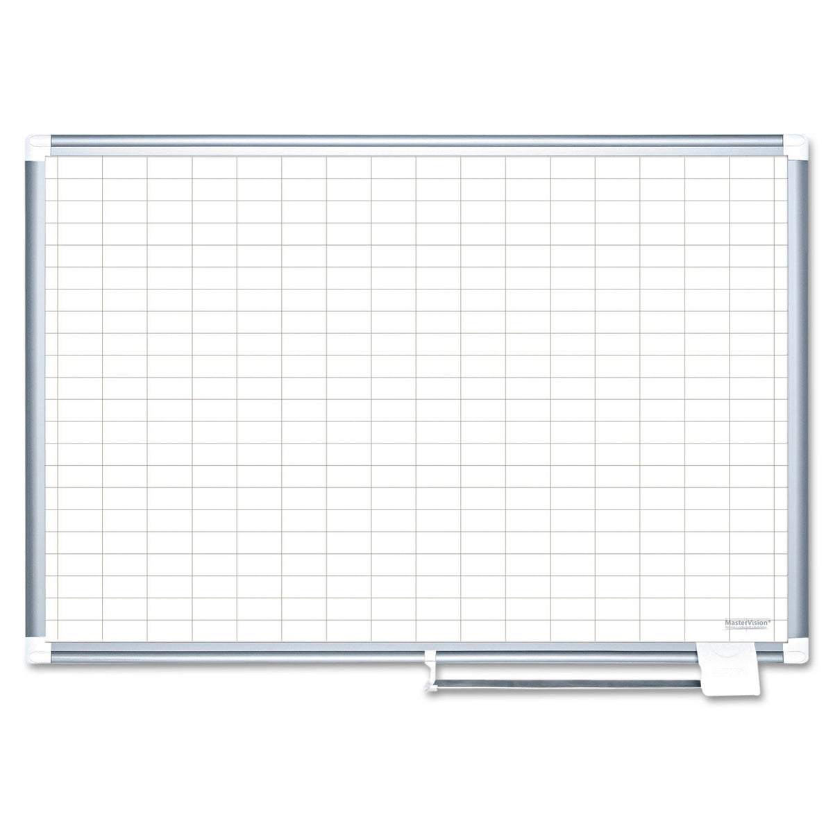 MasterVision Gridded Magnetic Porcelain Planning Board, 1 x 2 Grid, 72 x 48, Aluminum Frame