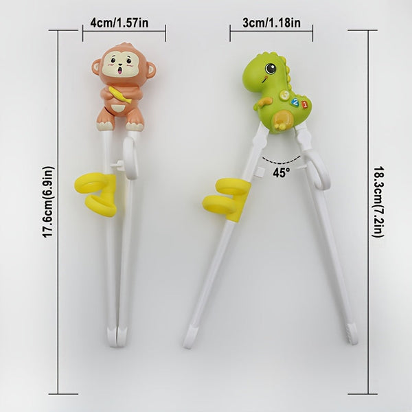 Dinosaur-Shaped Training Chopsticks for Kids – Reusable & Colorful Learning Utensils for Beginners, Easy-Grip Design
