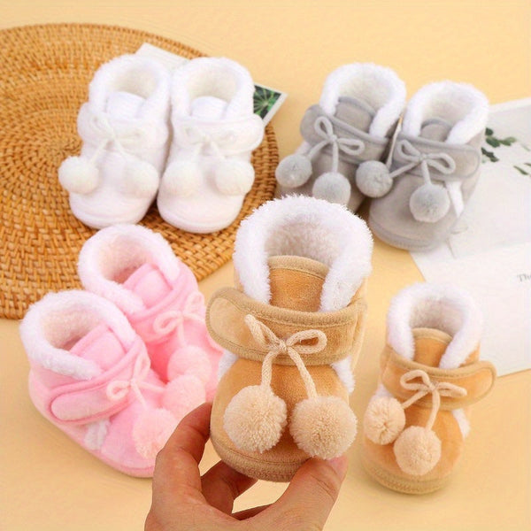 Newborn Booties Baby Socks Shoes for Girls - Winter Warm, Cute Toddler Prewalkers with Soft Anti-Slip Sole | Infant Crib Crawl Shoes