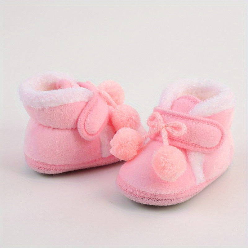 Newborn Booties Baby Socks Shoes for Girls - Winter Warm, Cute Toddler Prewalkers with Soft Anti-Slip Sole | Infant Crib Crawl Shoes