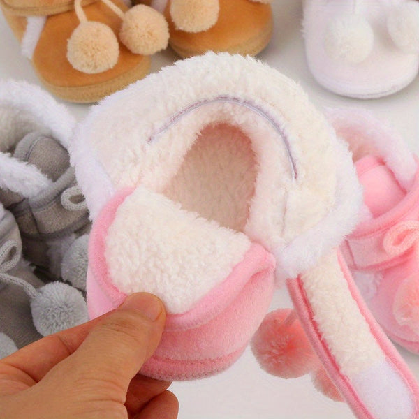 Newborn Booties Baby Socks Shoes for Girls - Winter Warm, Cute Toddler Prewalkers with Soft Anti-Slip Sole | Infant Crib Crawl Shoes