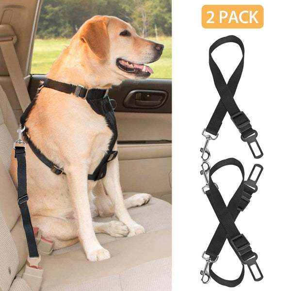 Dog Seat Belt Leash 2-Pack Adjustable Car Safety Harness