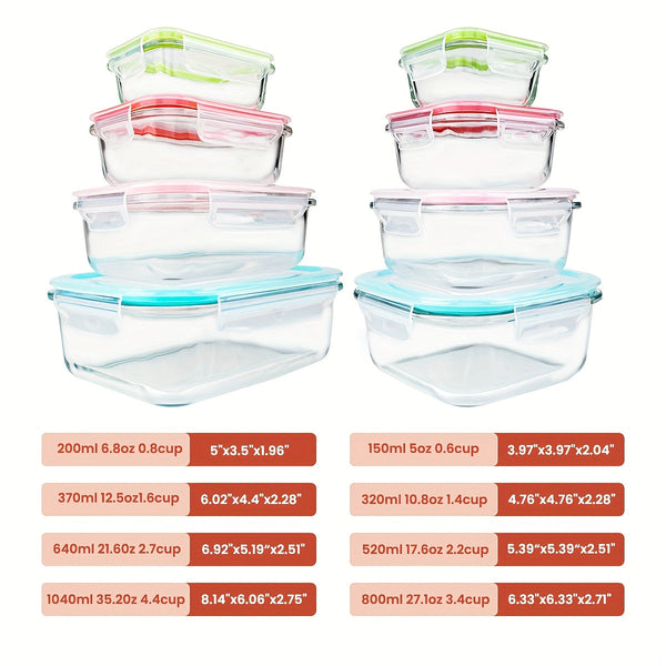 16-Piece Glass Food Storage Containers with Lids