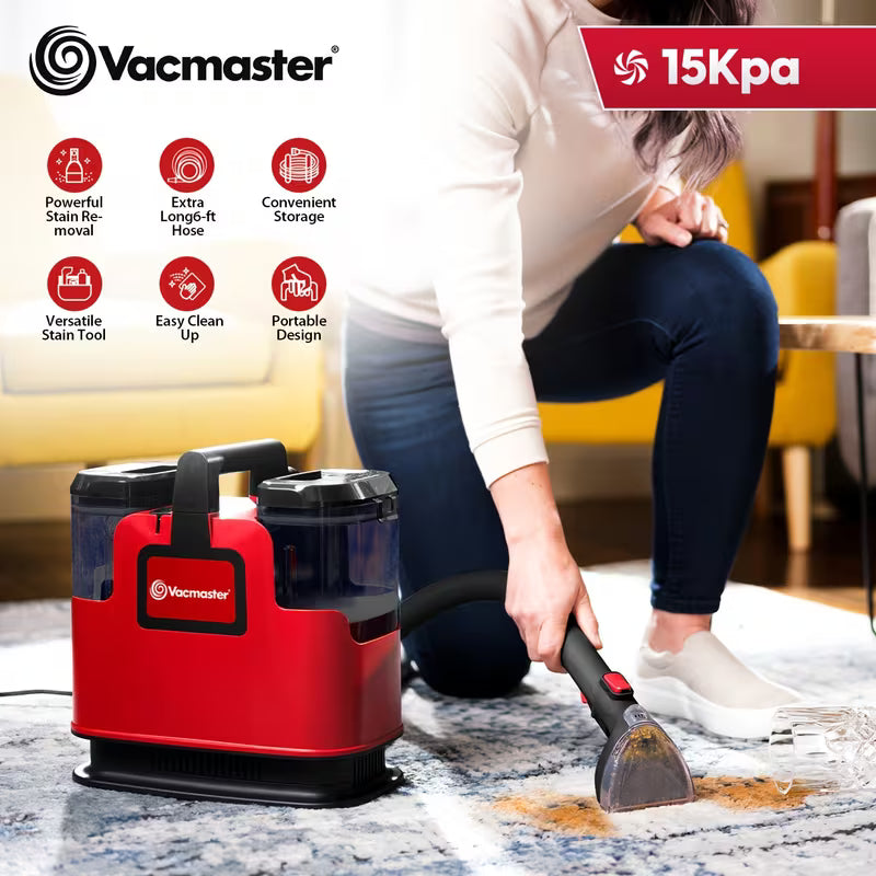 Portable Carpet & Upholstery Spot Cleaner – 15KPa Powerful Suction with Versatile Cleaning Tools