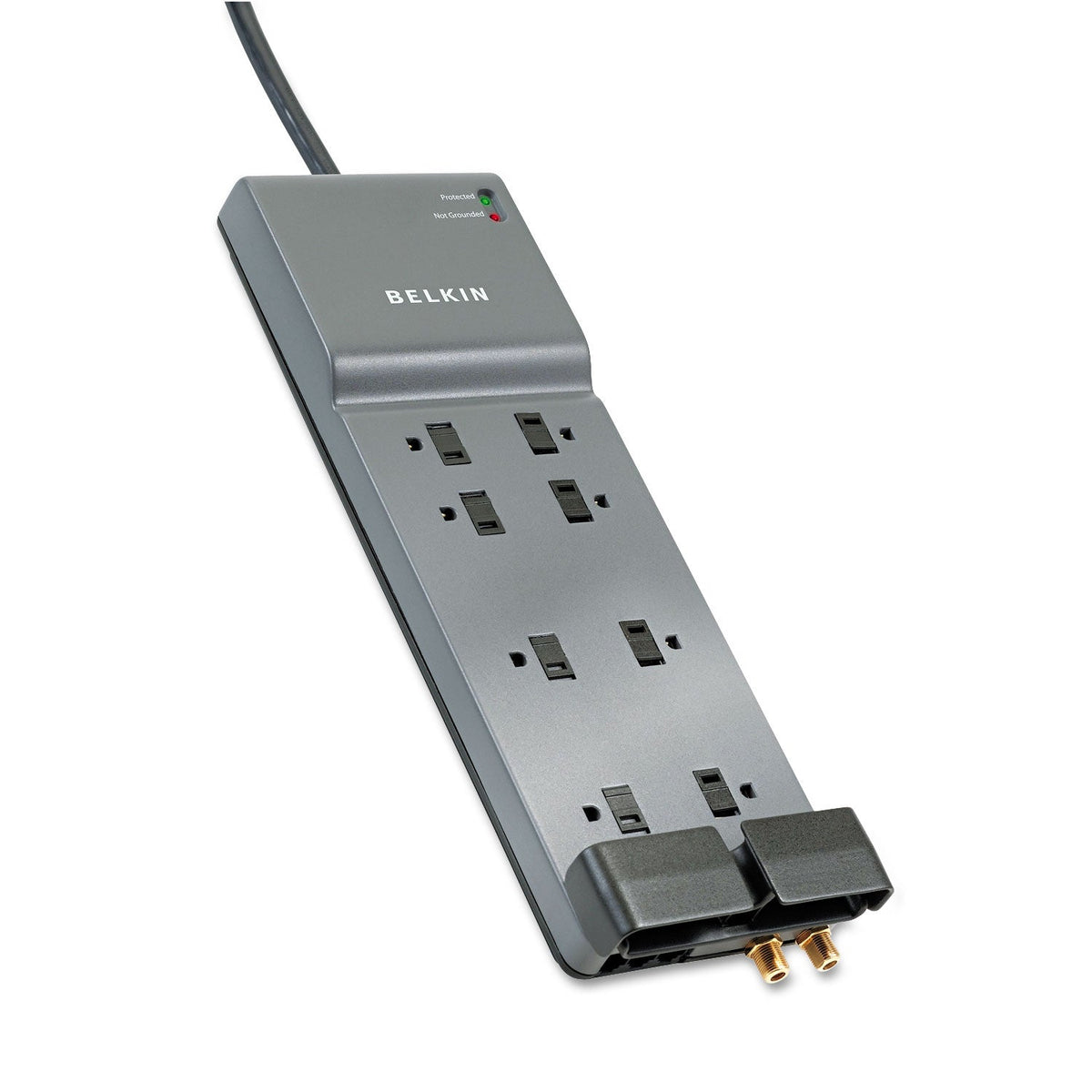 Belkin Home/Office Surge Protector, 8 AC Outlets, 12 ft Cord, 3,390 J, Dark Gray