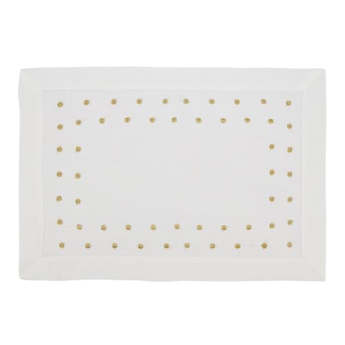 Fennco Styles Classic Embroidered Polka Dot Table Runner 16" W x 72" L - Gold Table Cover for Home Décor, Everyday Use, Christmas, Banquets and Special Events