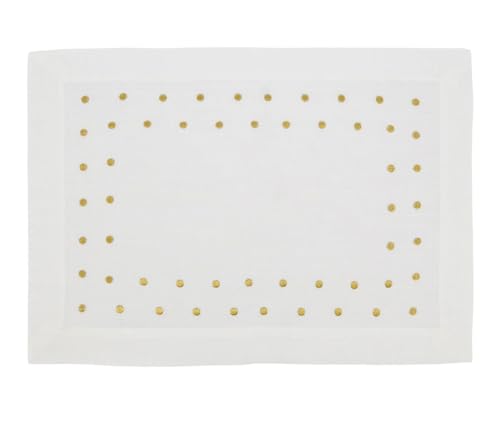 Fennco Styles Classic Embroidered Polka Dot Table Runner 16" W x 72" L - Gold Table Cover for Home Décor, Everyday Use, Christmas, Banquets and Special Events