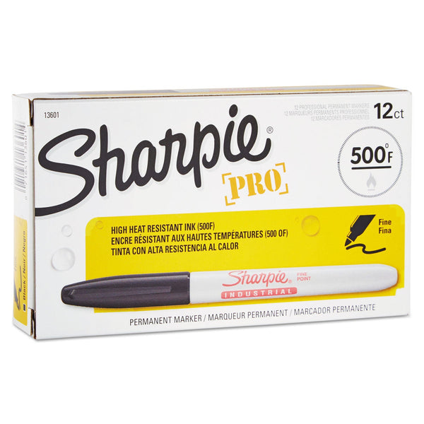 Sharpie Industrial Permanent Marker, Fine Bullet Tip, Black, Dozen