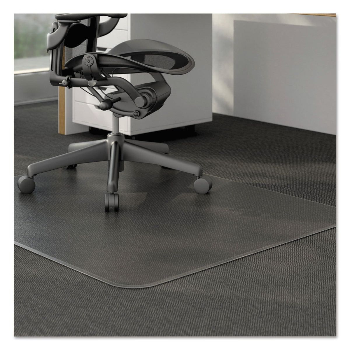 Alera Moderate Use Studded Chair Mat for Low Pile Carpet, 46 x 60, Rectangular, Clear