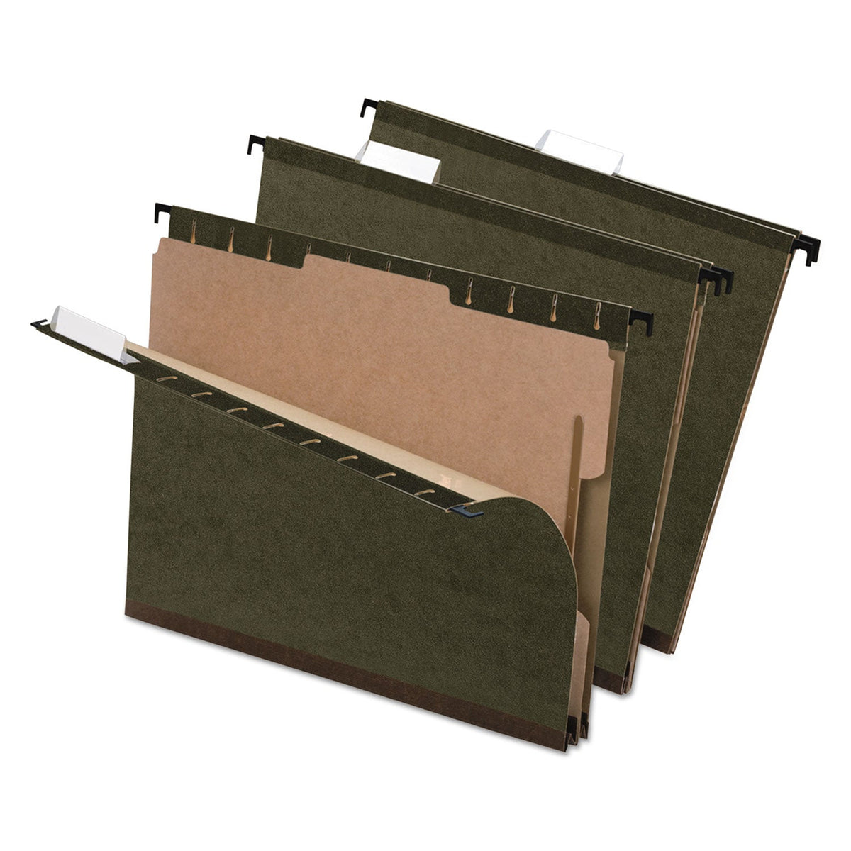 Pendaflex SureHook Reinforced Hanging Divider Folders, 1 Divider, Letter Size, Green, 10/Box