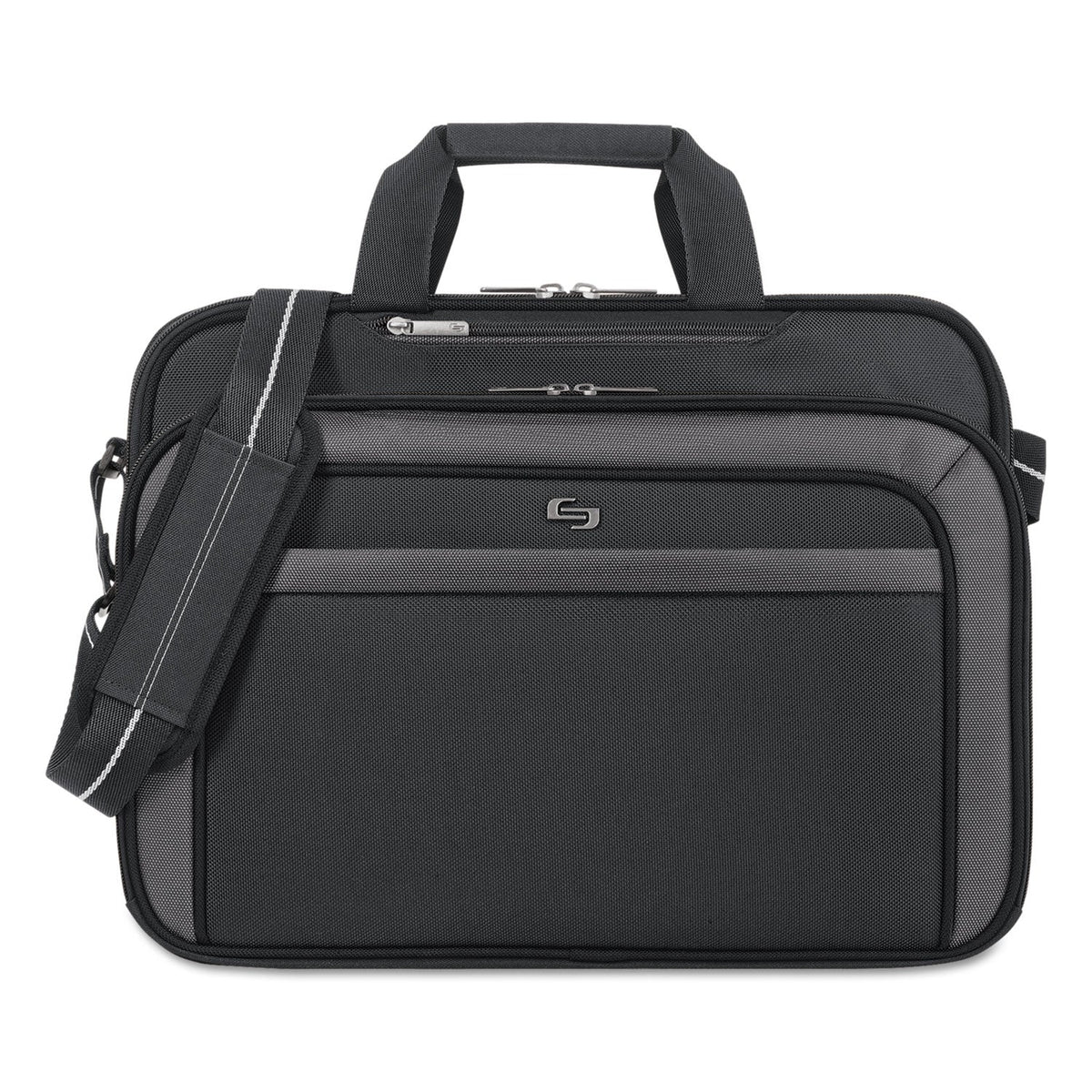 Solo Pro CheckFast Briefcase, Fits Devices Up to 17.3", Polyester, 17 x 5.5 x 13.75, Black