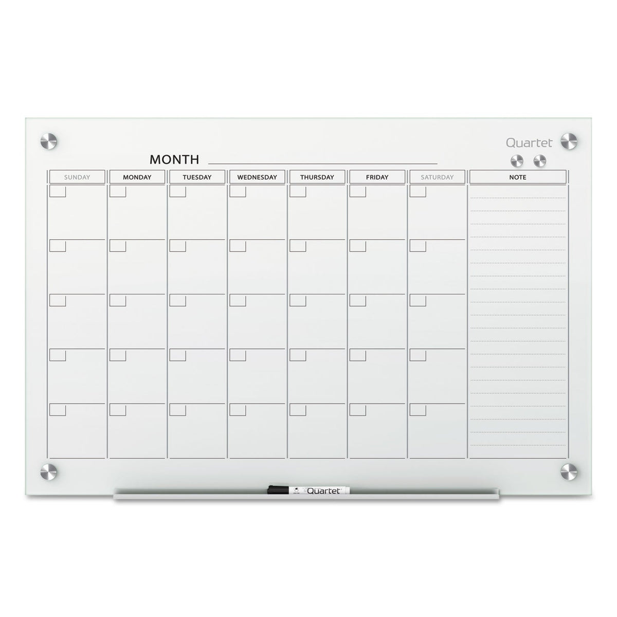 Quartet Infinity Magnetic Glass Calendar Board, 48 x 36