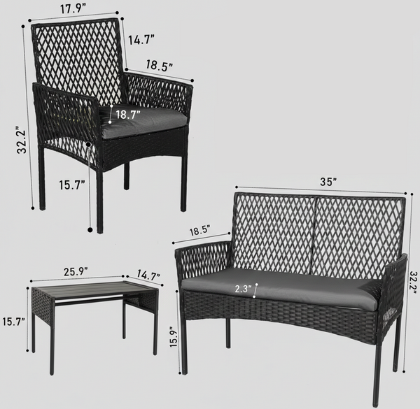 4Pcs Outdoor Patio Furniture Set – Rattan Wicker Sofa - Multiple Styles