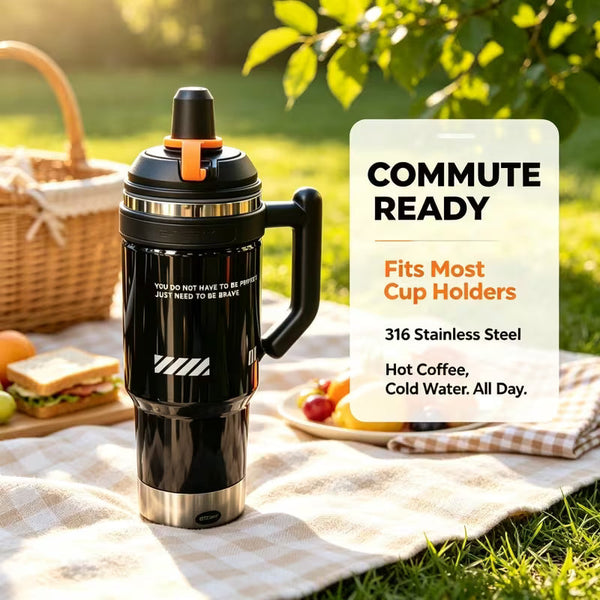 Large Capacity Insulated Tumbler with Straw – Stainless Steel Travel Cup for Hot &amp; Cold Drinks