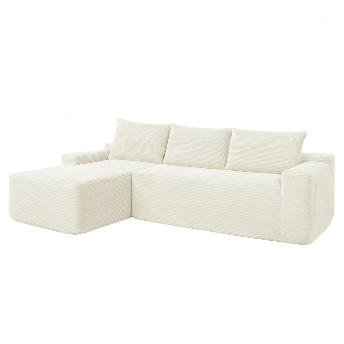Cloud L-Shaped Corduroy Sectional Sofa with Chaise Lounge