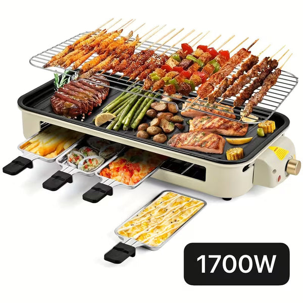 1700W Smokeless Electric Indoor Grill – Portable Nonstick BBQ Grill with Removable Grilling Plate