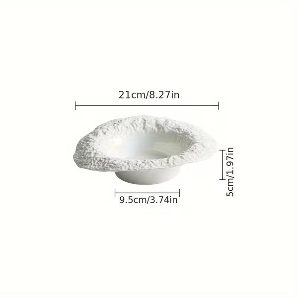 Italian-Style Ceramic Deep Serving Plate – Rock-Textured Wide-Rim Soup Bowl for Pasta, Desserts &amp; Fine Dining