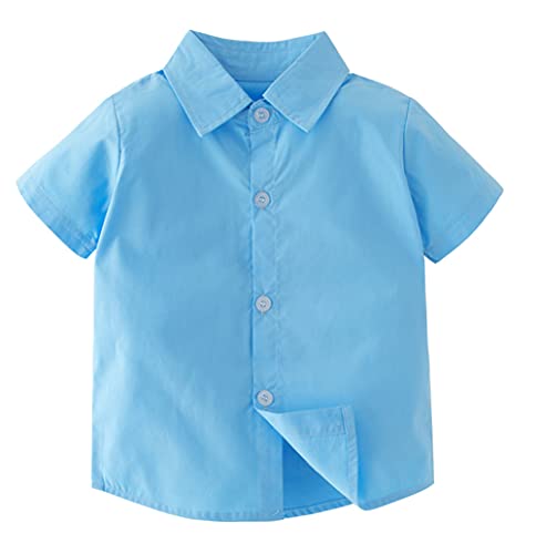 stylesilove Toddler Boy Short Sleeve Cotton Button-Down Shirt - Casual and Formal Wear for Weddings & Special Events