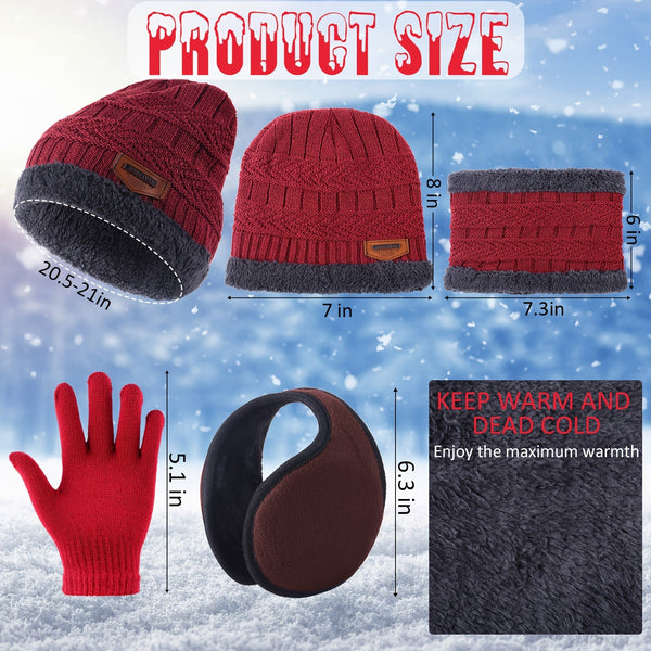 24-Piece Winter Hat, Scarf, Gloves & Earmuffs Set for Boys & Girls (2-10 Years) – Knitted Beanie, Mittens & Earflaps in Multicolor