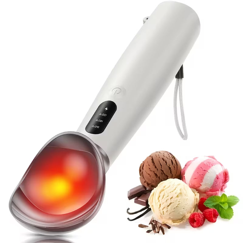 Electric Heated Ice Cream Scoop – USB-C Rechargeable Ice Cream Scooper with 3 Adjustable Temperature Settings