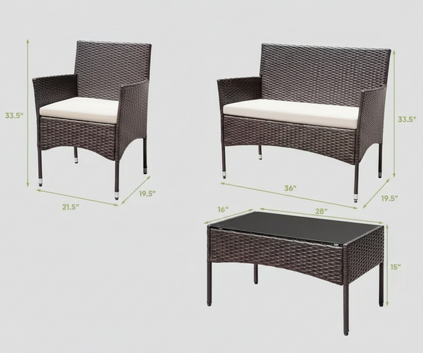 4Pcs Outdoor Patio Furniture Set – Rattan Wicker Sofa - Multiple Styles