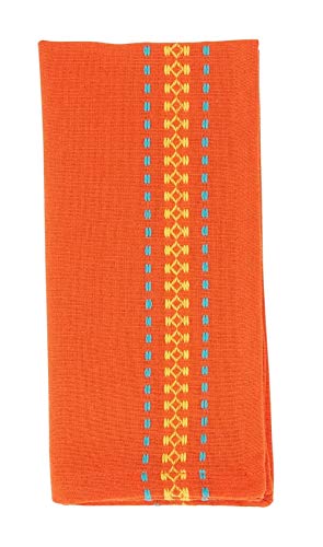 Fennco Styles Dobby Border Woven Cotton Cloth Napkins 18" W x 18" L, Set of 4 - Turquoise Dinner Napkins for Dining Table Décor, Family Gathering, Banquets, and Special Events